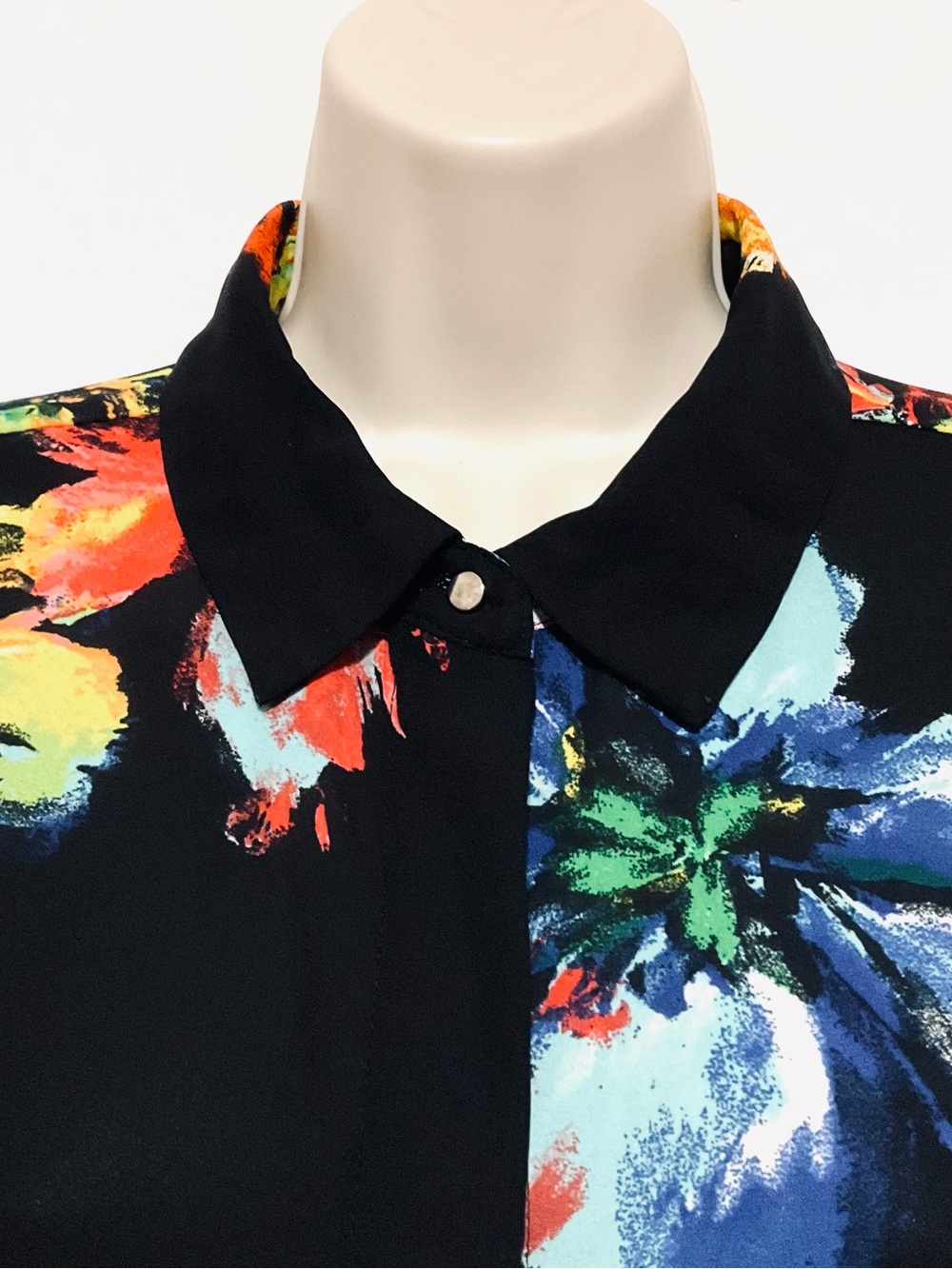 Floral Print Button-Up Blouse - black Multi Color Floral - Picture 5 of 10